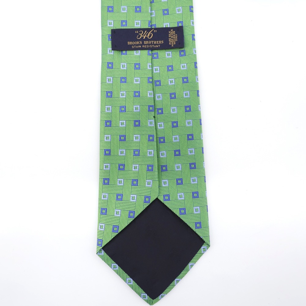Brooks‎ Brothers Tie Geometric Silk Tie Green One Size Mens OS - Picture 3 of 5
